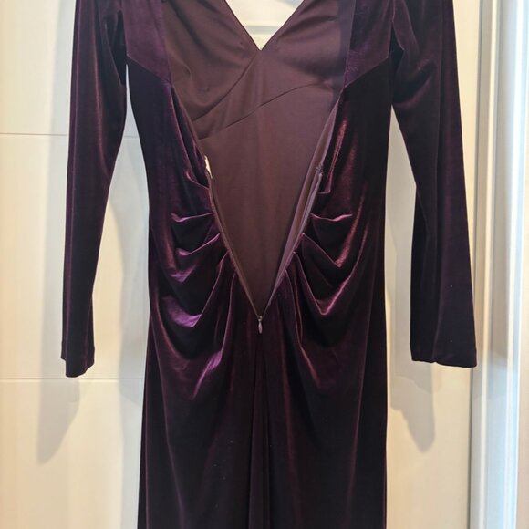 NWOT Eliza J Crushed Velvet Deep Plum Gown Sz 6 - Picture 7 of 10